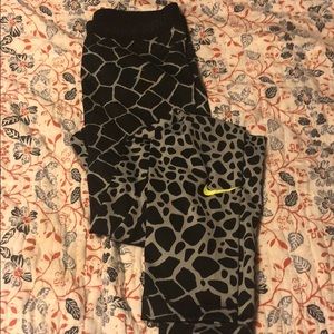 Nike pro gray “giraffe print” spandex